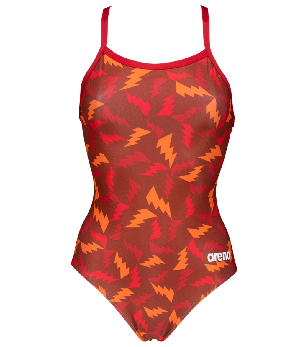 Arena Women's Lightning Colors Light Drop Back One Piece Swimsuit Red