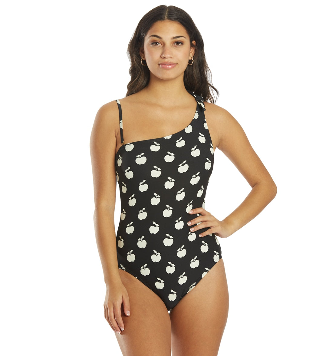 Kate Spade New York Kate Spade Womens Apple Toss Bunny Tie One Shoulder One Piece Swimsuit