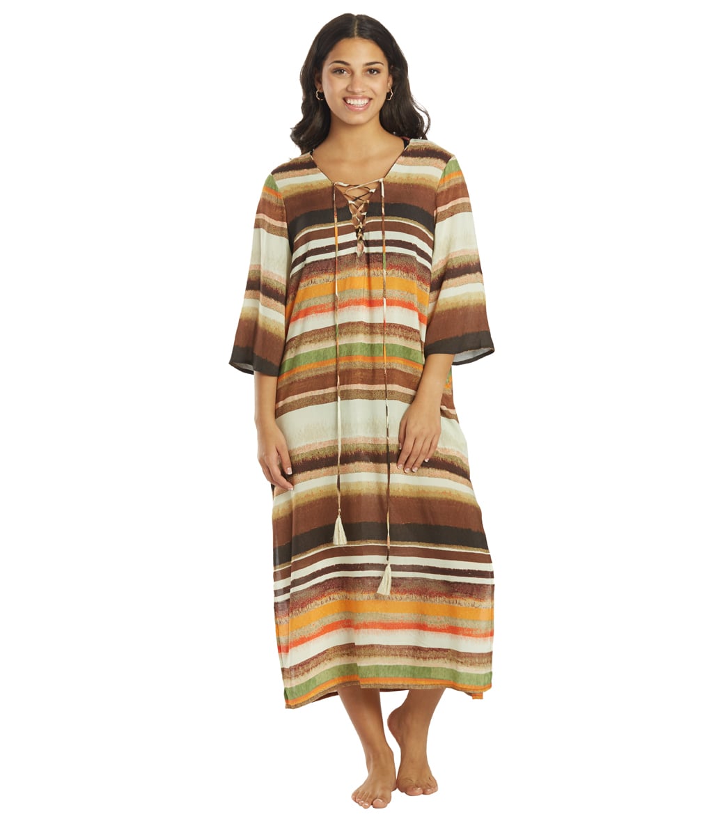 Vince Camuto Womens Seychelle Midi Caftan Cover Up