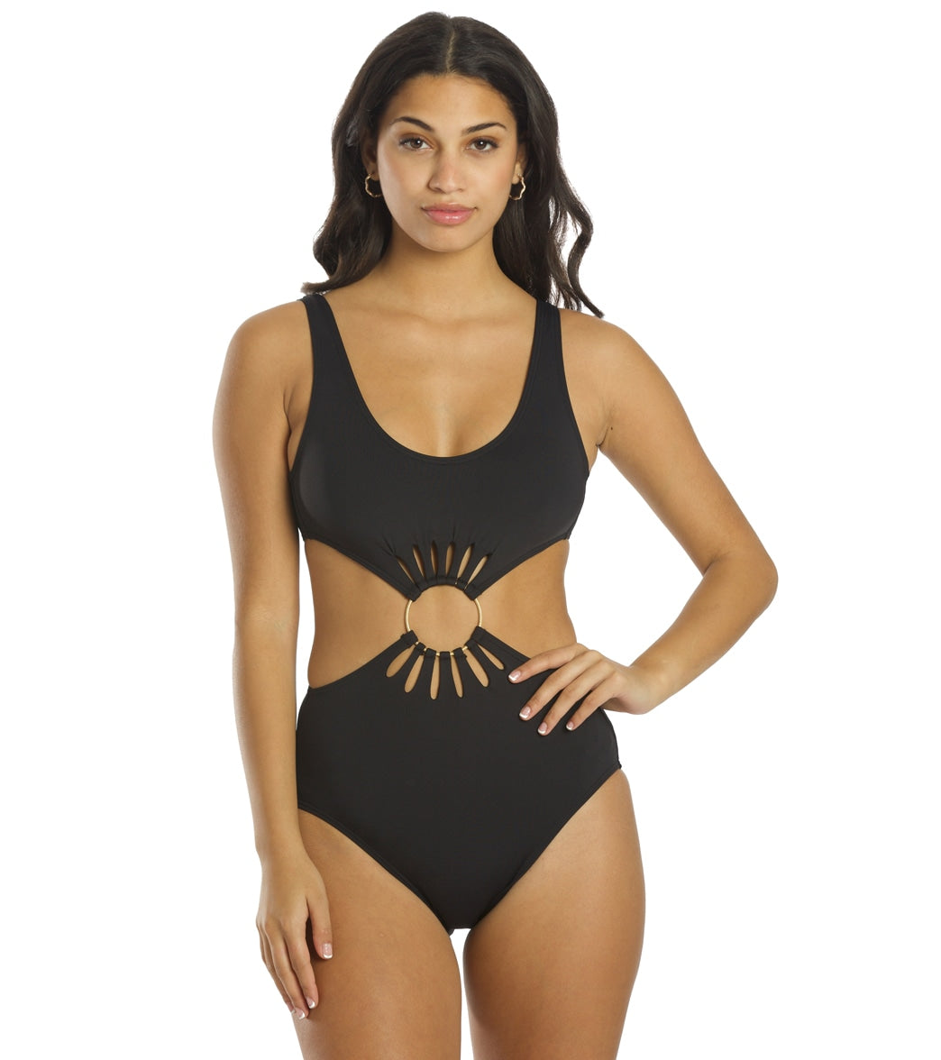 Vince Camuto Womens Serengeti Shades Logo Ring Cut Out Scoopneck One Piece Swimsuit
