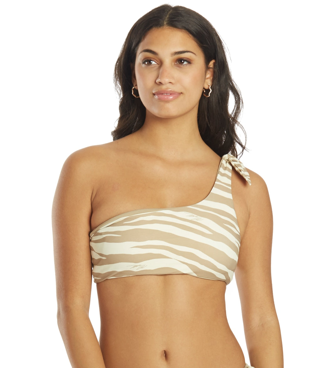 Michael Kors Womens Reversible Zebra One Shoulder Bikini Top