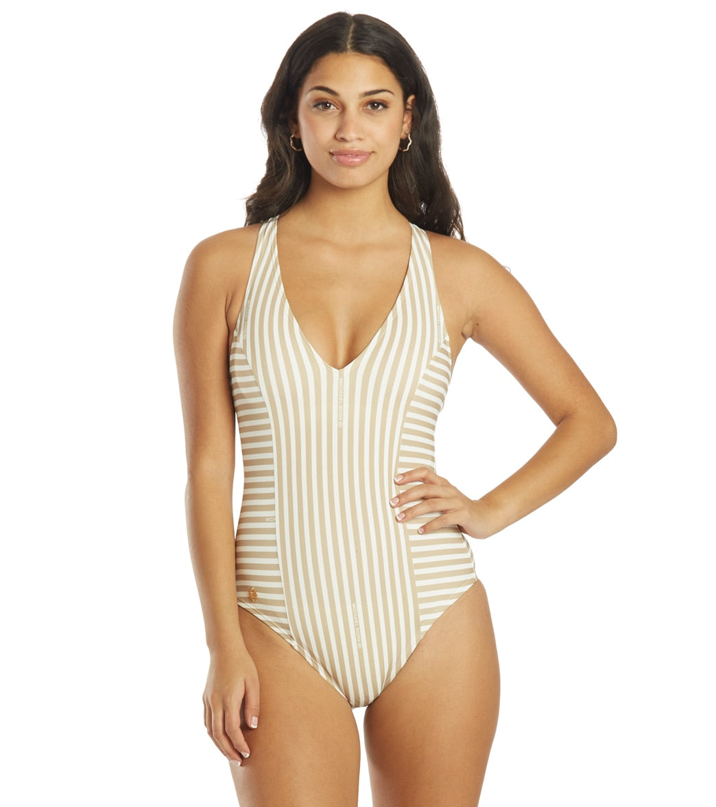 Michael kors striped bathing suit Clearance
