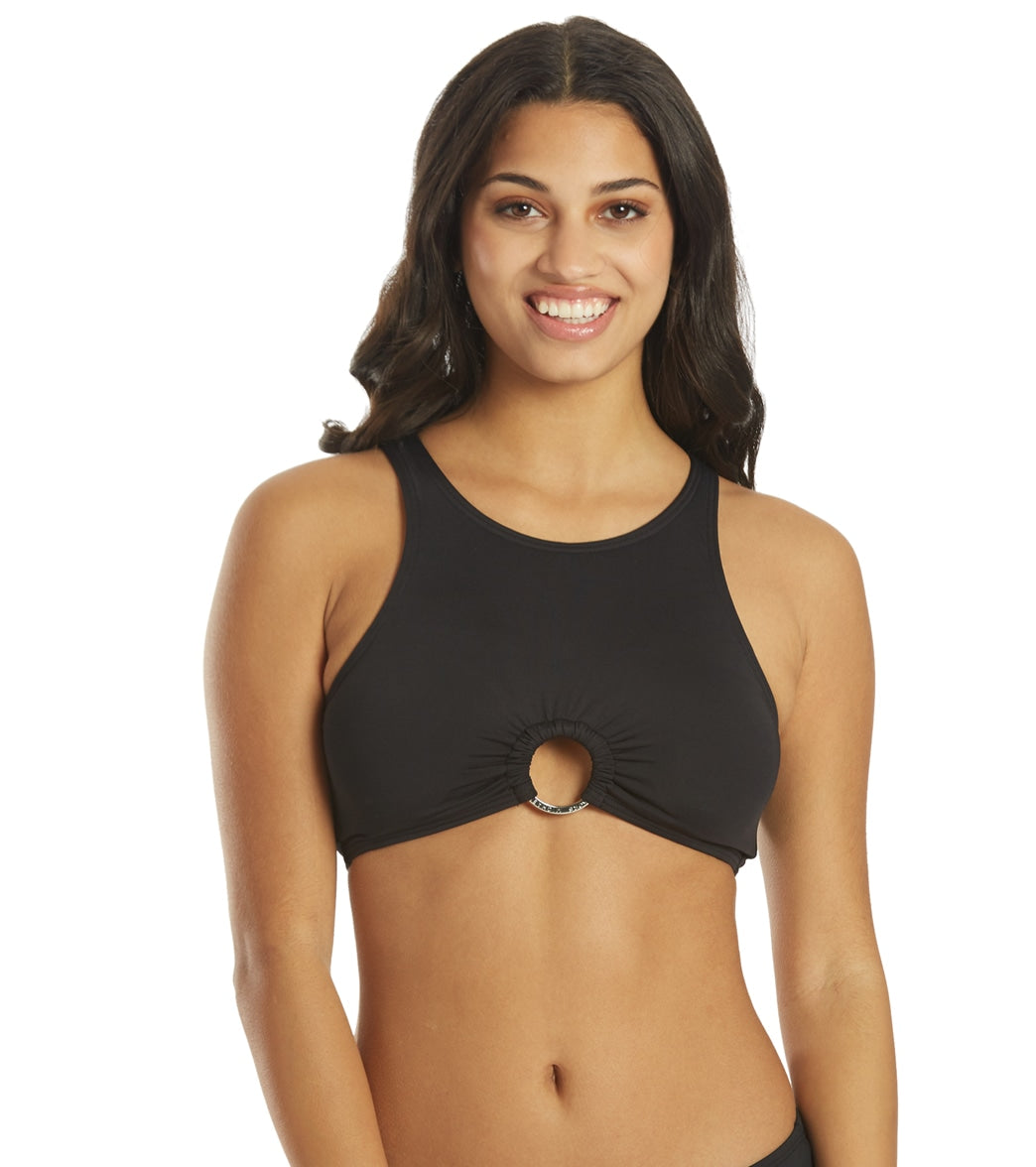 Michael Kors Womens Iconic Solid Cropped Bikini Top