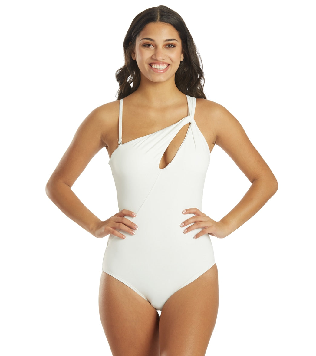 Carmen Marc Valvo Womens Twisted Tides One Shoulder Cut Out One Piece Swimsuit