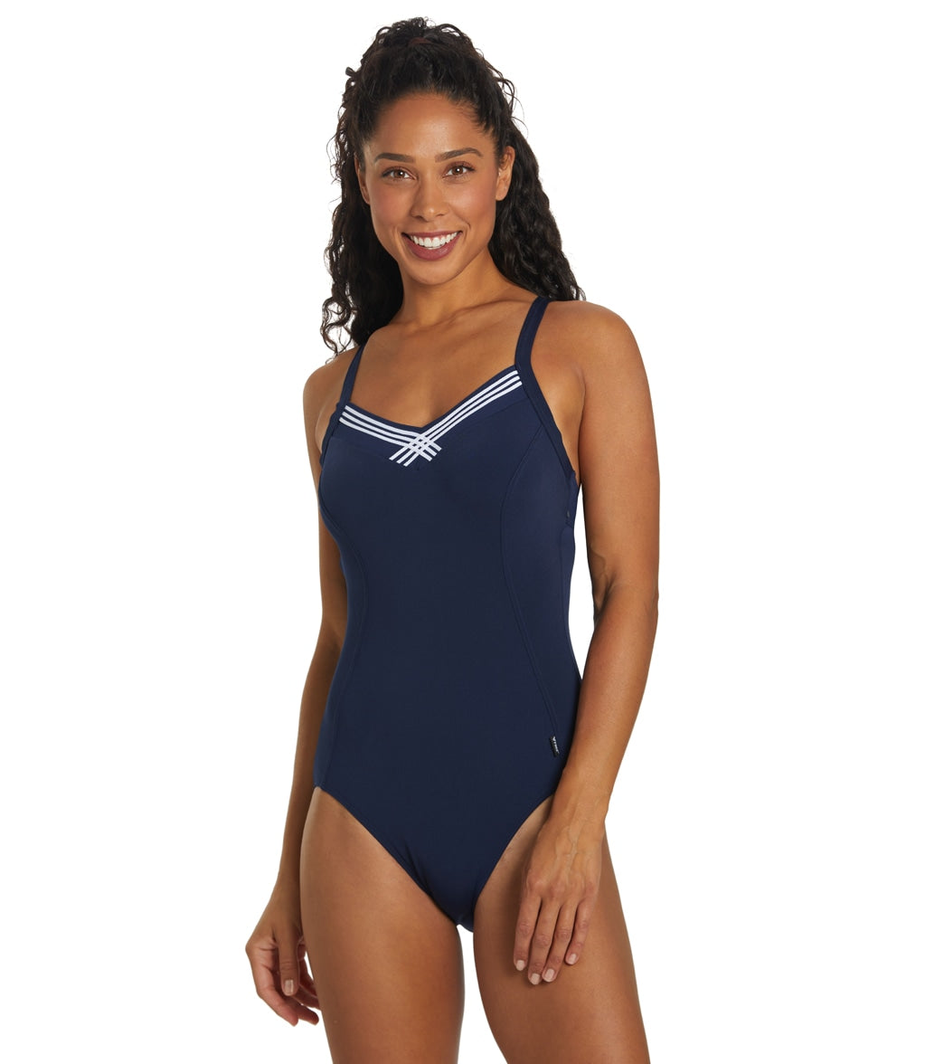FINZ Womens Crossed Taped One Piece Swimsuit