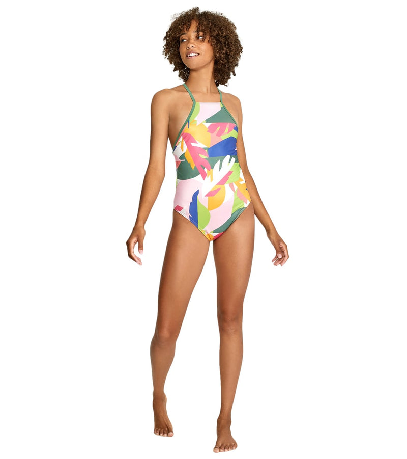 스피도 바이브 프린트 하이넥 원피스 실내수영복 Speedo Vibe Printed High Neck One Piece