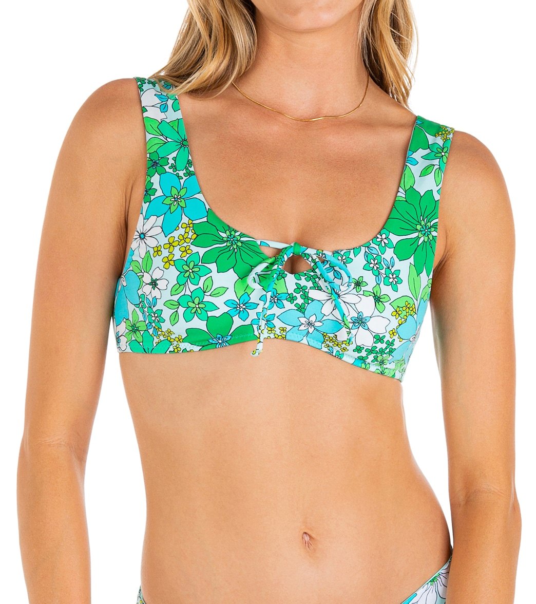 Hurley Womens Wild Bloom Tie Front Bikini Top