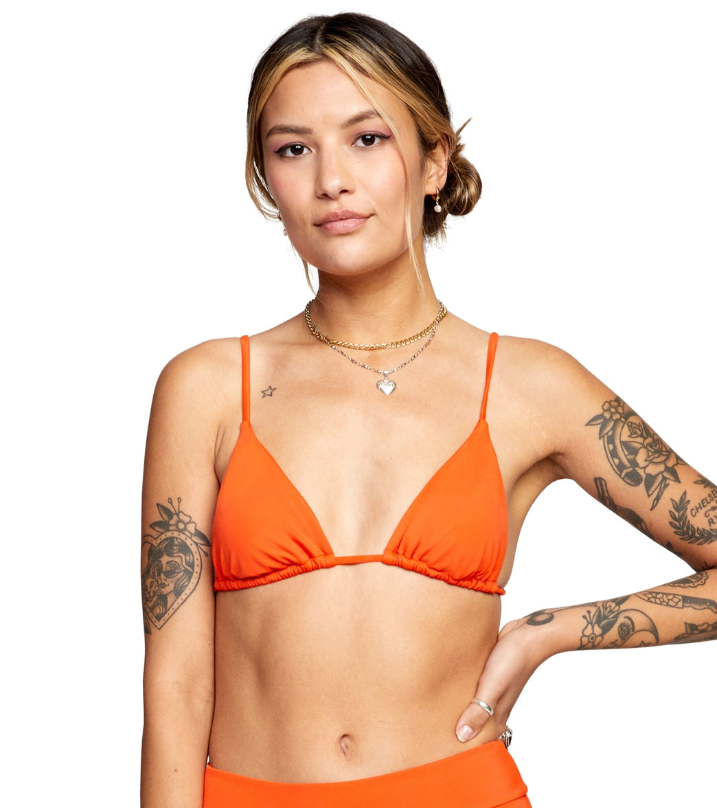 RVCA Womens Solid Slide Triangle Bikini Top