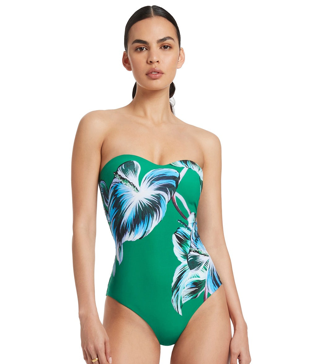 Jets Swimwear Australia Womens Viva Leaf Bandeau One Piece Swimsuit