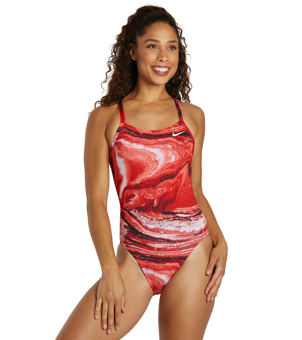 Nike Womens HydraStrong Crystal Wave Racerback One Piece Swimsuit