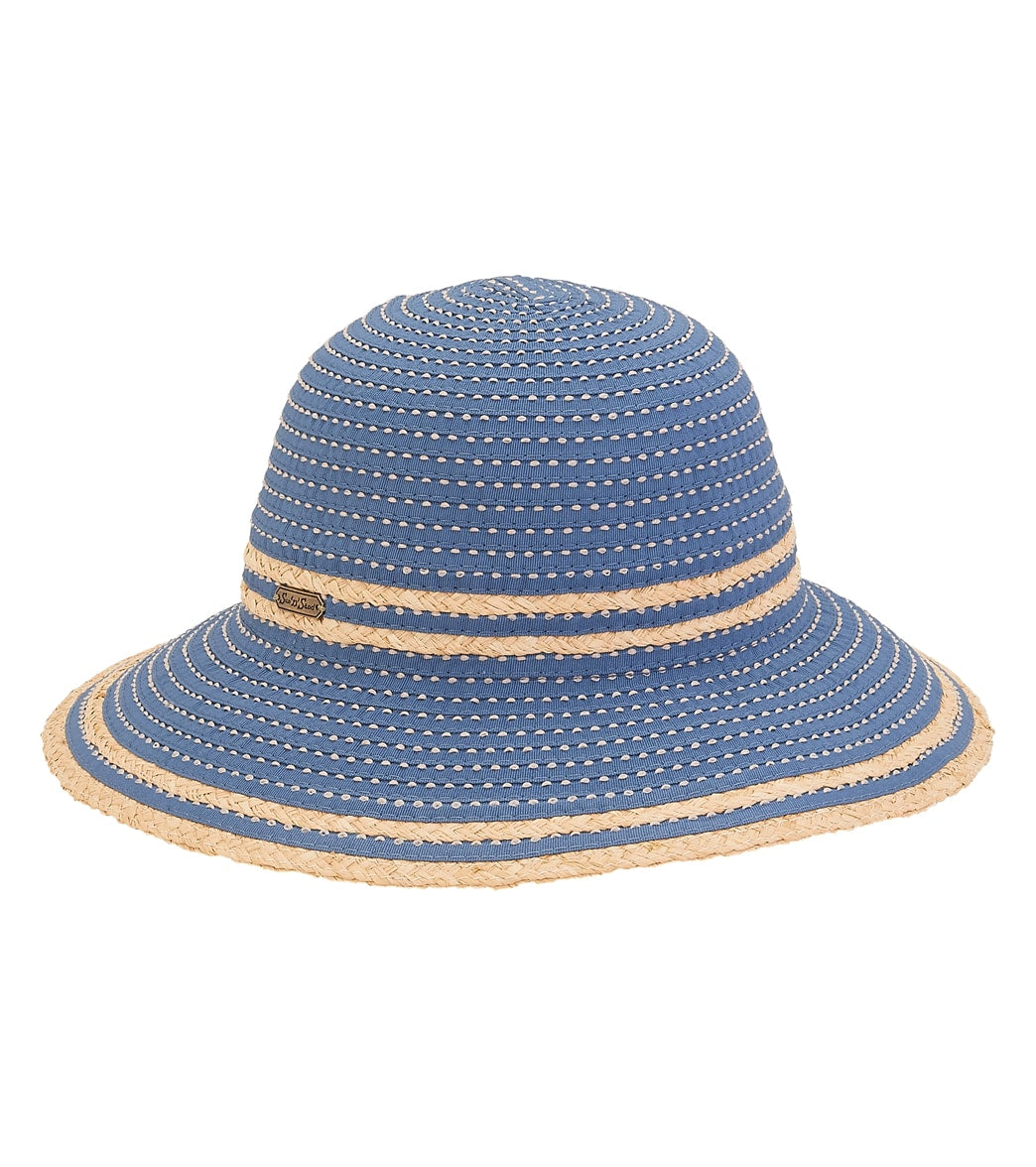 Sun N Sand Packable Ribbon Hat w/ Raffia Edge Trim