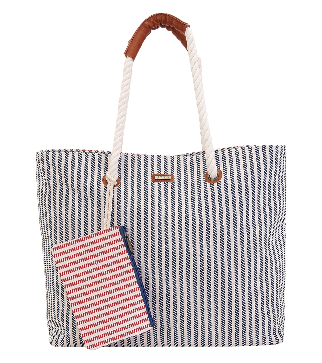Sun N Sand Striped Shoulder Tote w/ Matching Small Bag