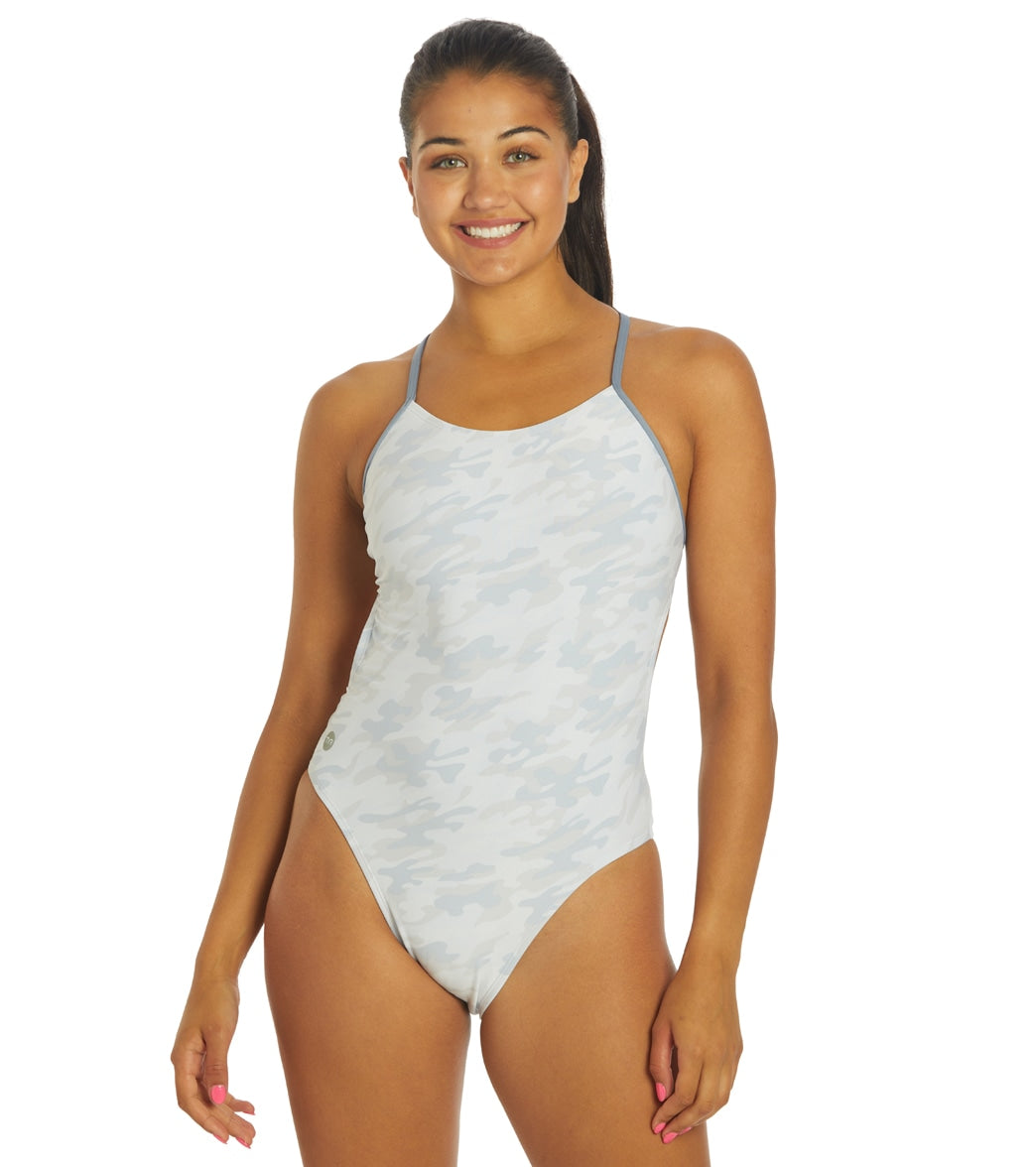 TYR Womens Whiteout Camo Cutoutfit One Piece Swimsuit