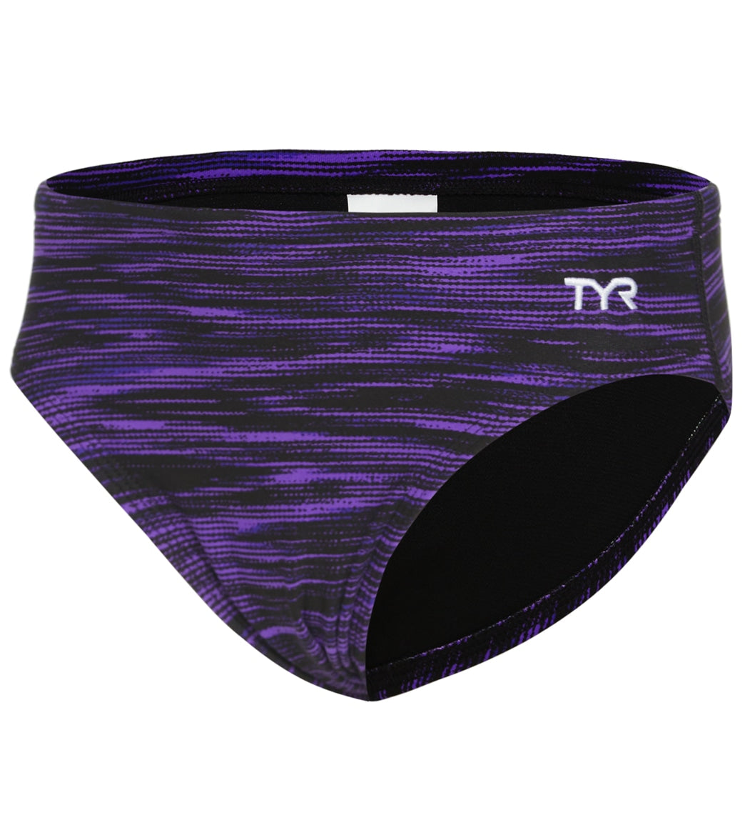 TYR Boys' Fizzy Racer Brief Swimsuit Purple at SwimOutlet.com