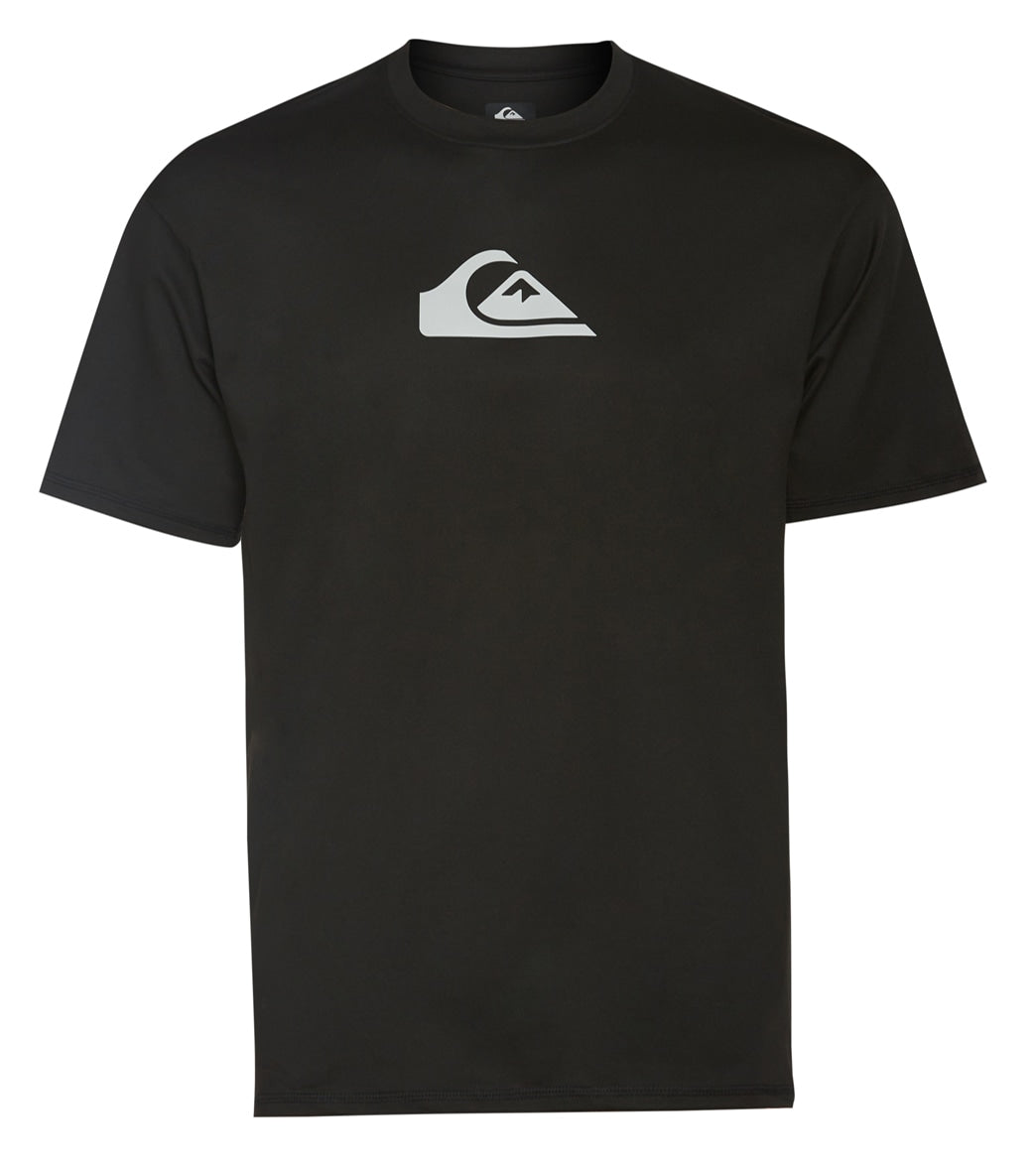 Quiksilver Men's Solid Streak Short Sleeve UPF 50 Rash Guard Black at