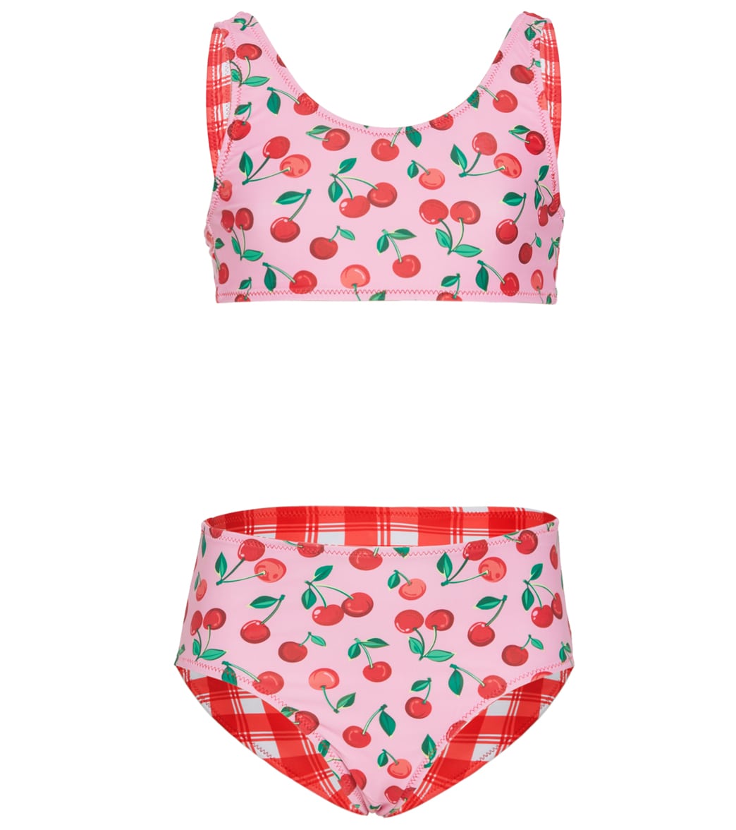 Seafolly Girls' Cherry Pie Reversible Two Piece Bikini Set (Big Kid) at