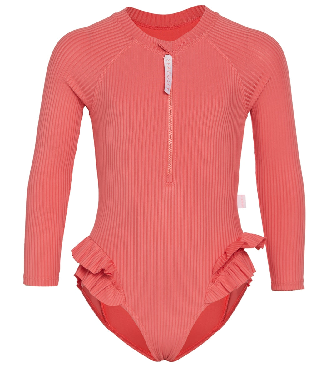 Seafolly Girls Summer Essentials Long Sleeve One Piece Swimsuit (Baby, Toddler, Little Kid)
