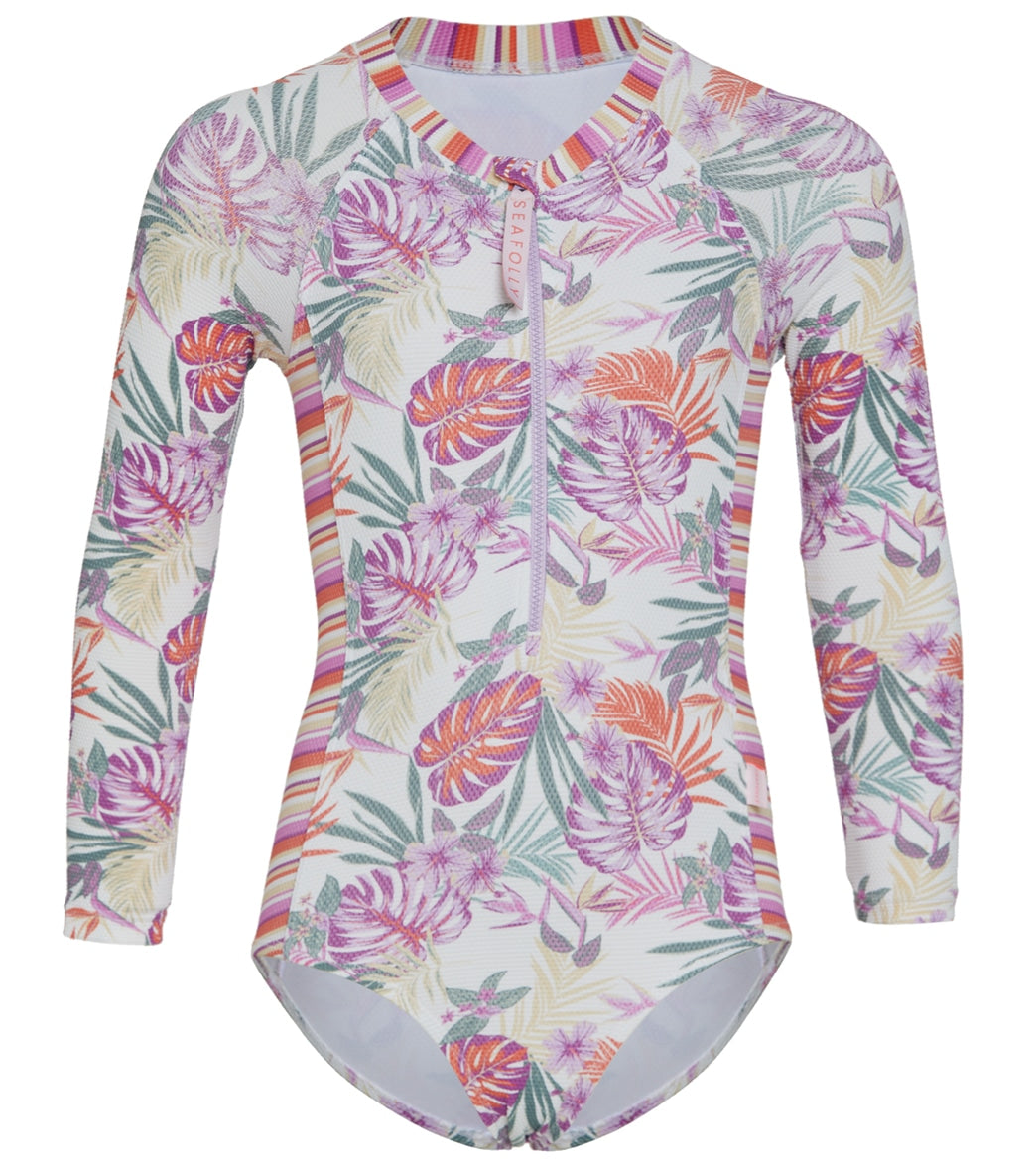 Seafolly Girls Island In The Sun Long Sleeve One Piece Swimsuit (Baby, Toddler, Little Kid)