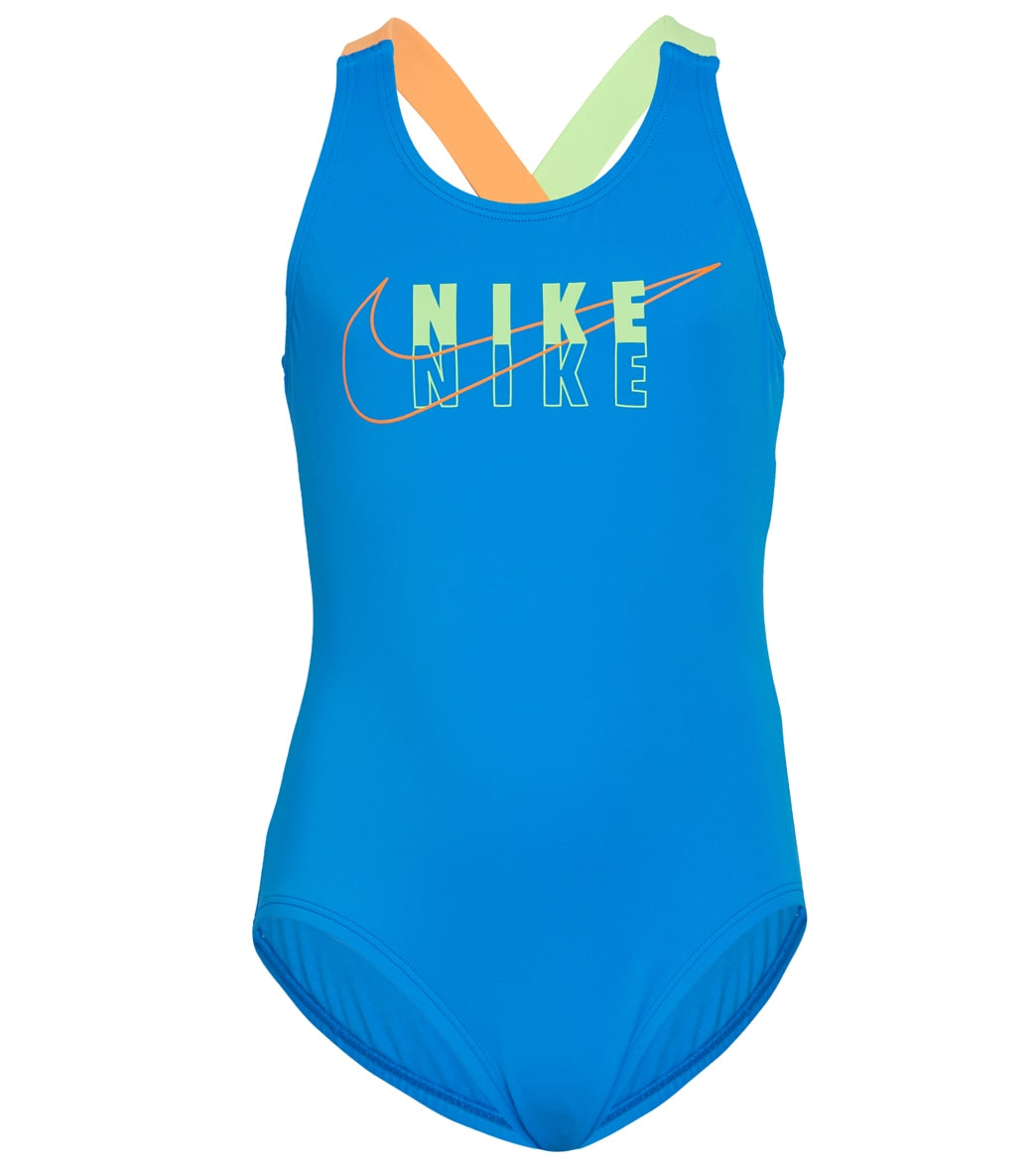 Nike Girls Reflect Logo Crossback One Piece Swimsuit