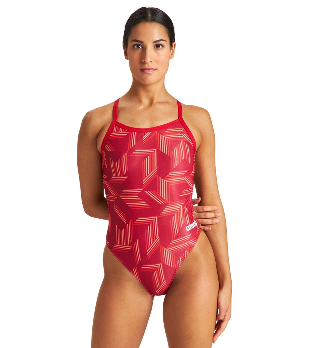 Arena Womens Puzzled Challenge Back One Piece Swimsuit