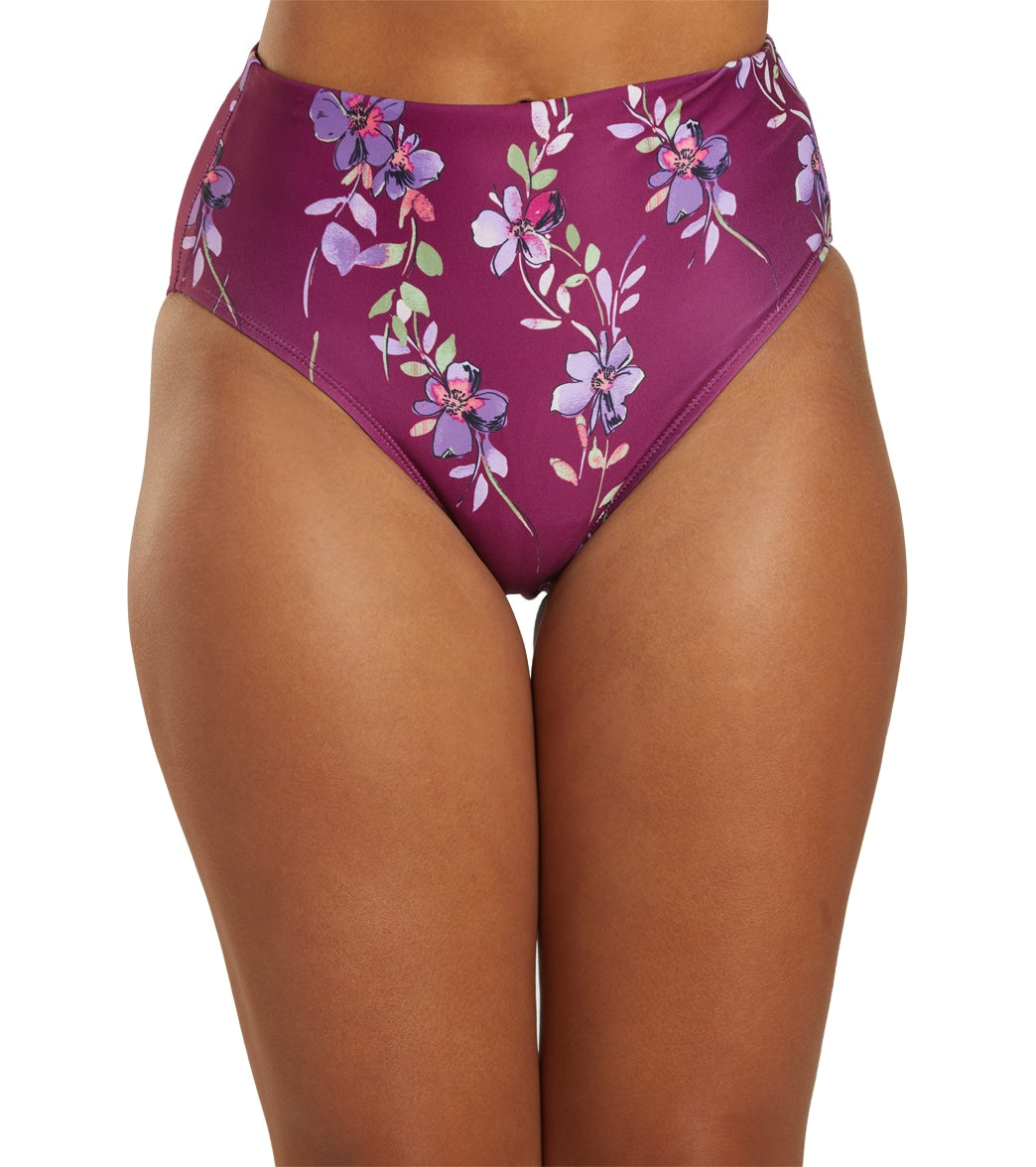 Dolfin Womens Print High Waist Contemporary Bikini Bottom