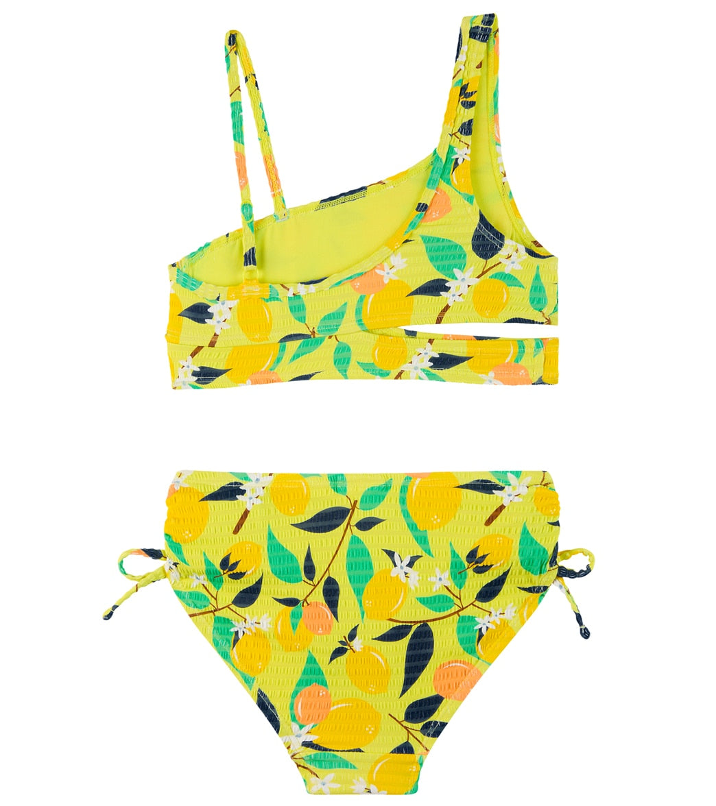 Seafolly Girls' Lemon Soda Asymmetrical Two Piece Bikini Set (Big Kid ...