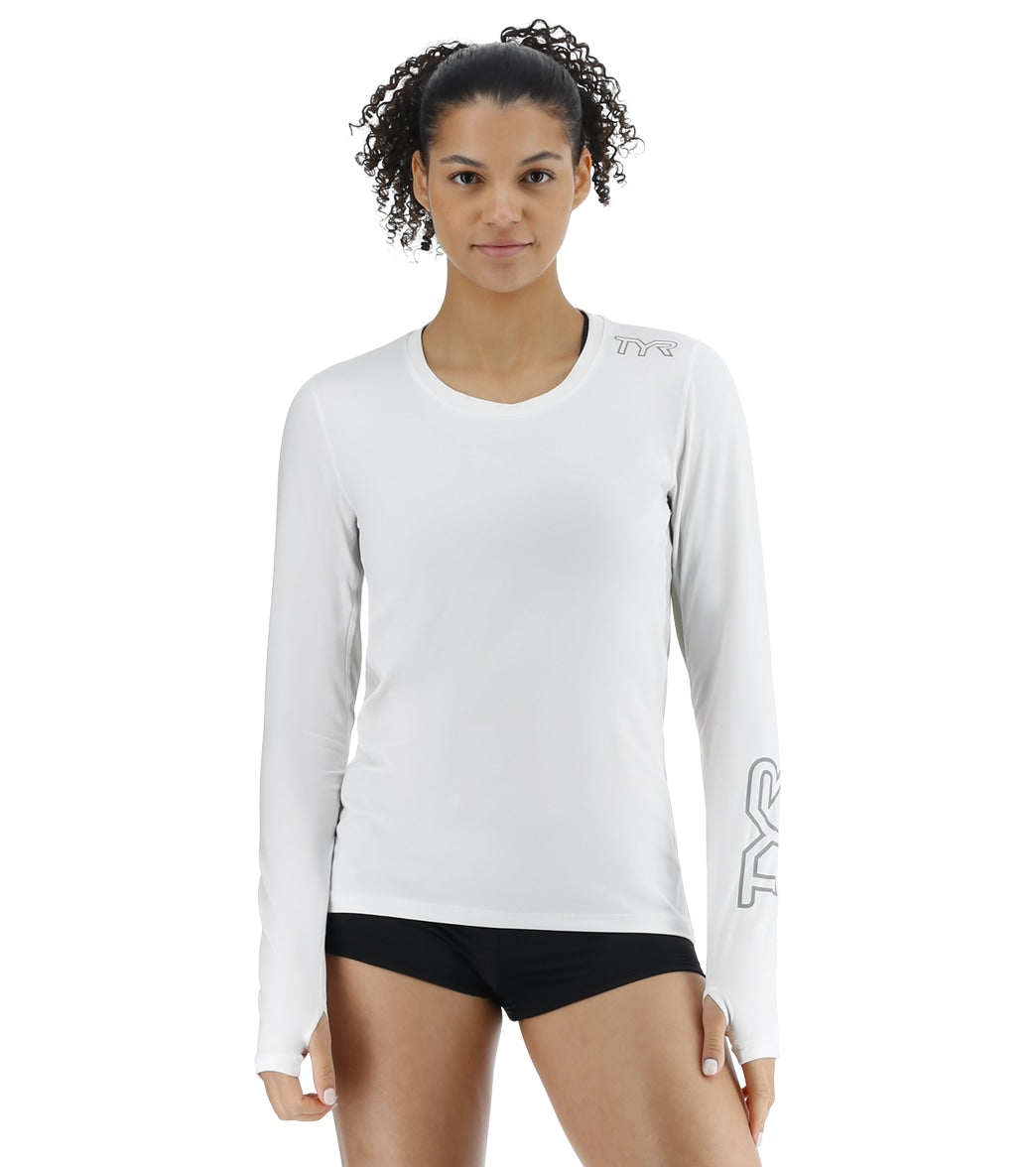 TYR Women's SunDefense Vented Long Sleeve UPF 50+ Swim Shirt at SwimOutlet.com