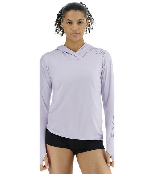 TYR Women's SunDefense Hooded Shirt Lavender / S
