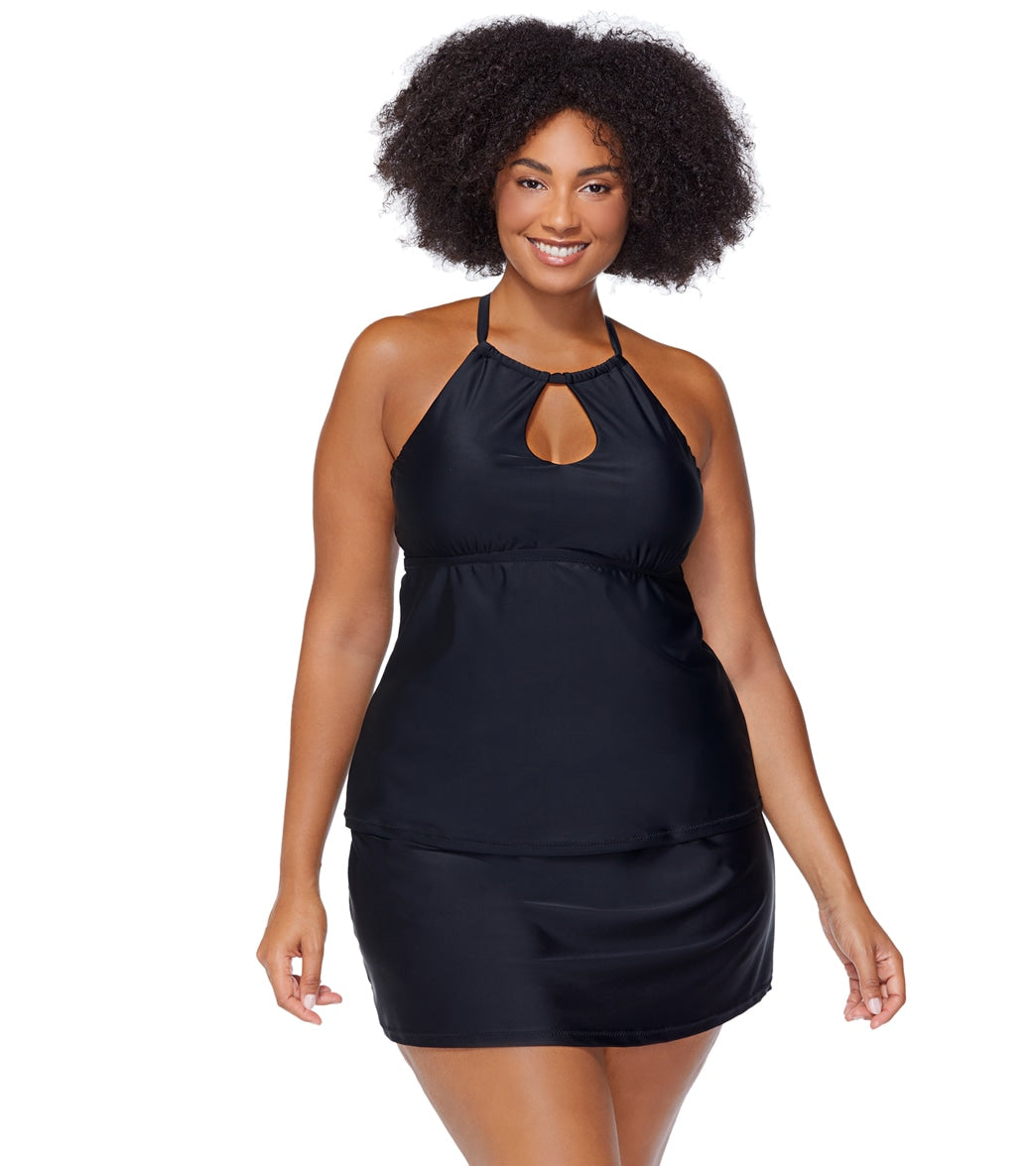 Raisins Women's Atlantic Solids Rosalie Plus Size Tankini Top at