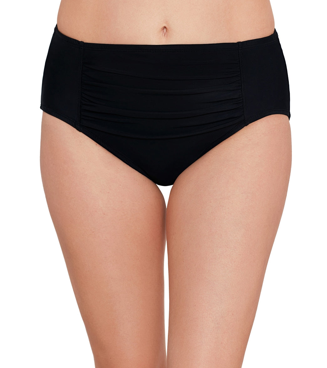 Shape Solver By Penbrooke Womens Solid Center Shirred Bikini Bottom