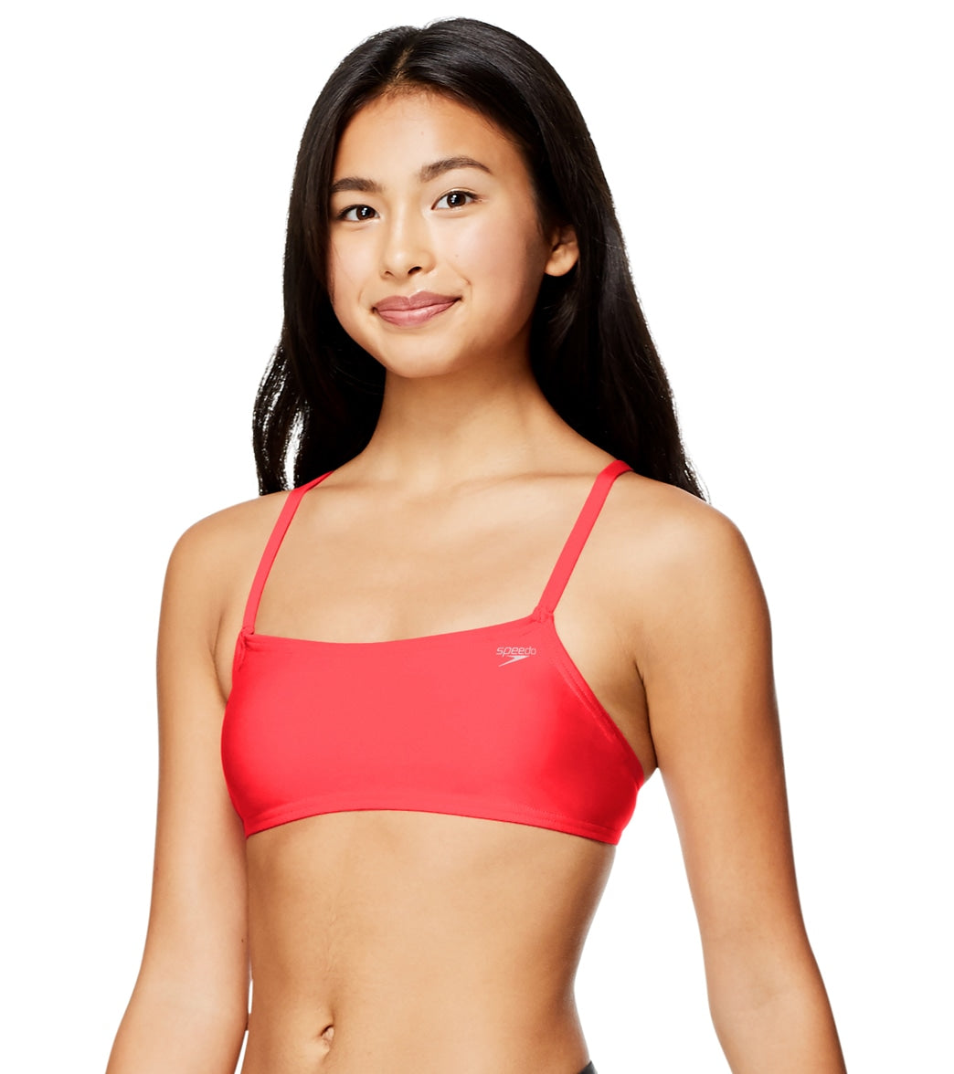 Speedo Womens Solid Strappy Fixed Back Bikini Top