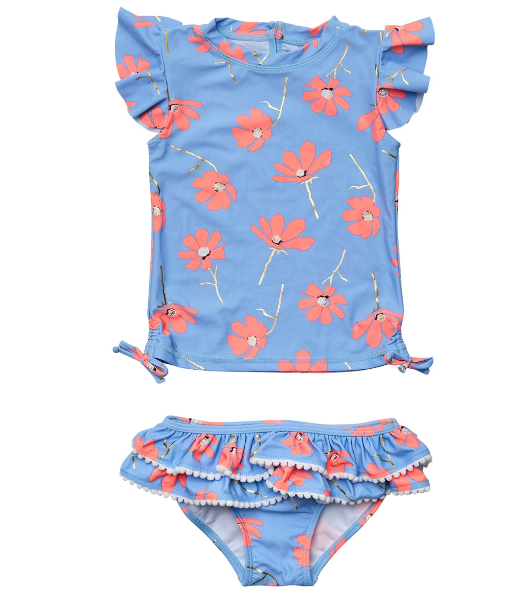 Snapper Rock Girls Beach Bloom Short Sleeve Two Piece Rash Guard Set (Baby, Toddler, Little Kid)