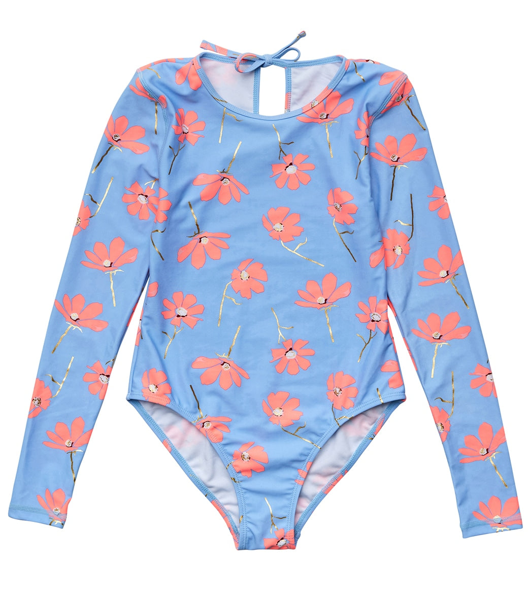Snapper Rock Girls Beach Bloom Long Sleeve One Piece Swimsuit (Toddler, Little Kid, Big Kid)