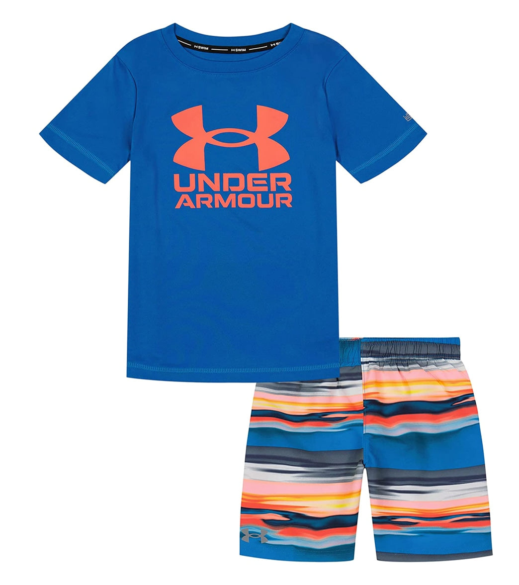 Under Armour Boys UA Serenity Stripe Short Sleeve Swim Set (Baby, Toddler, Little Kid)