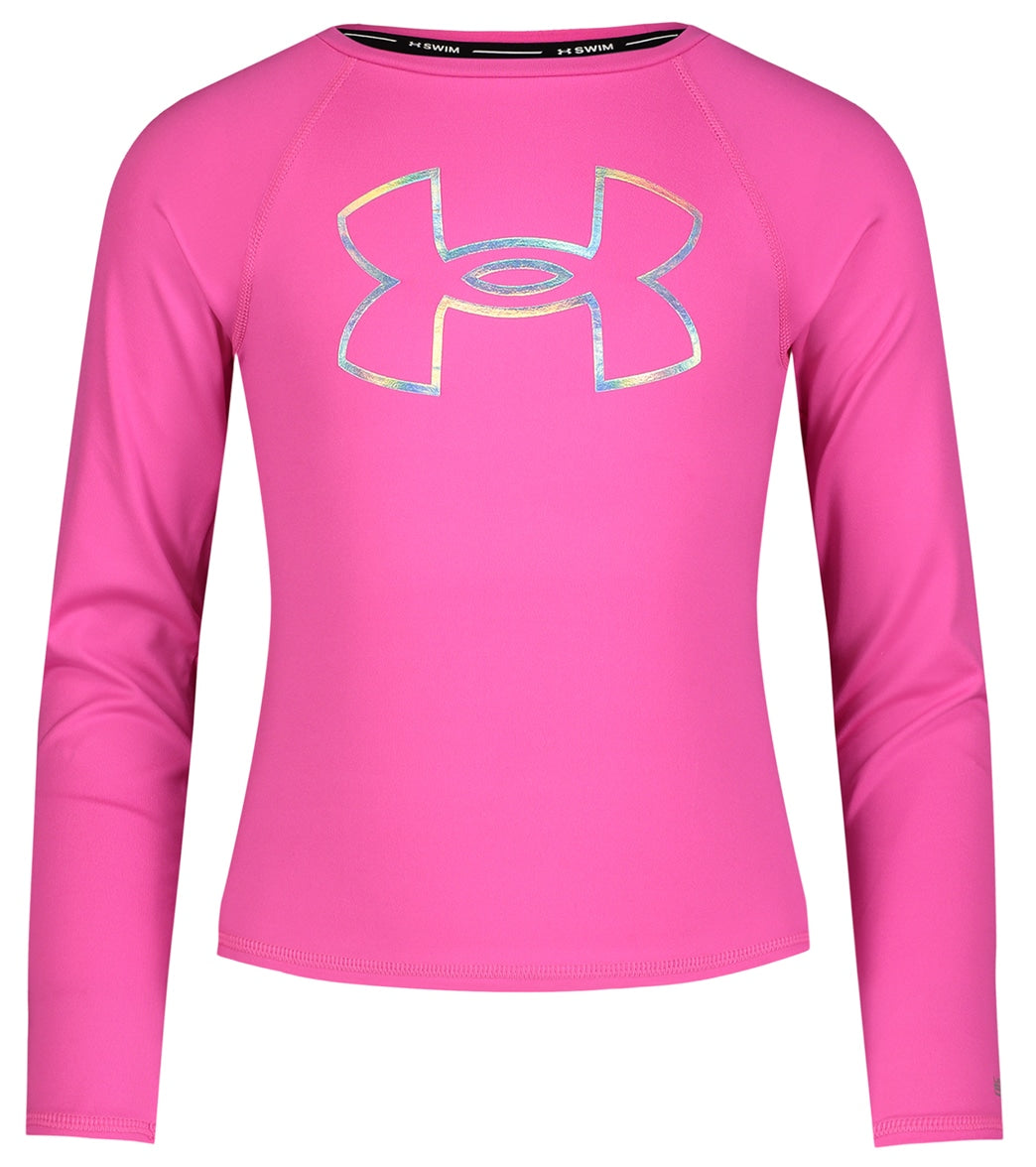 Under Armour Girls' UA Core Rashguard (Big Kid) Rebel Pink at