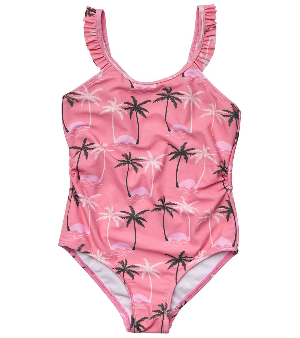 Snapper Rock Girls Palm Paradise Frill Strap One Piece Swimsuit (Toddler, Little Kid, Big Kid)
