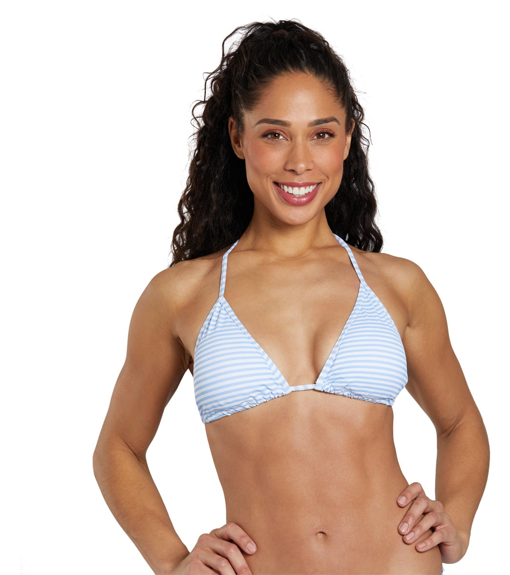 Snapper Rock Womens Powder Blue Sustainable Stripe Bikini Top