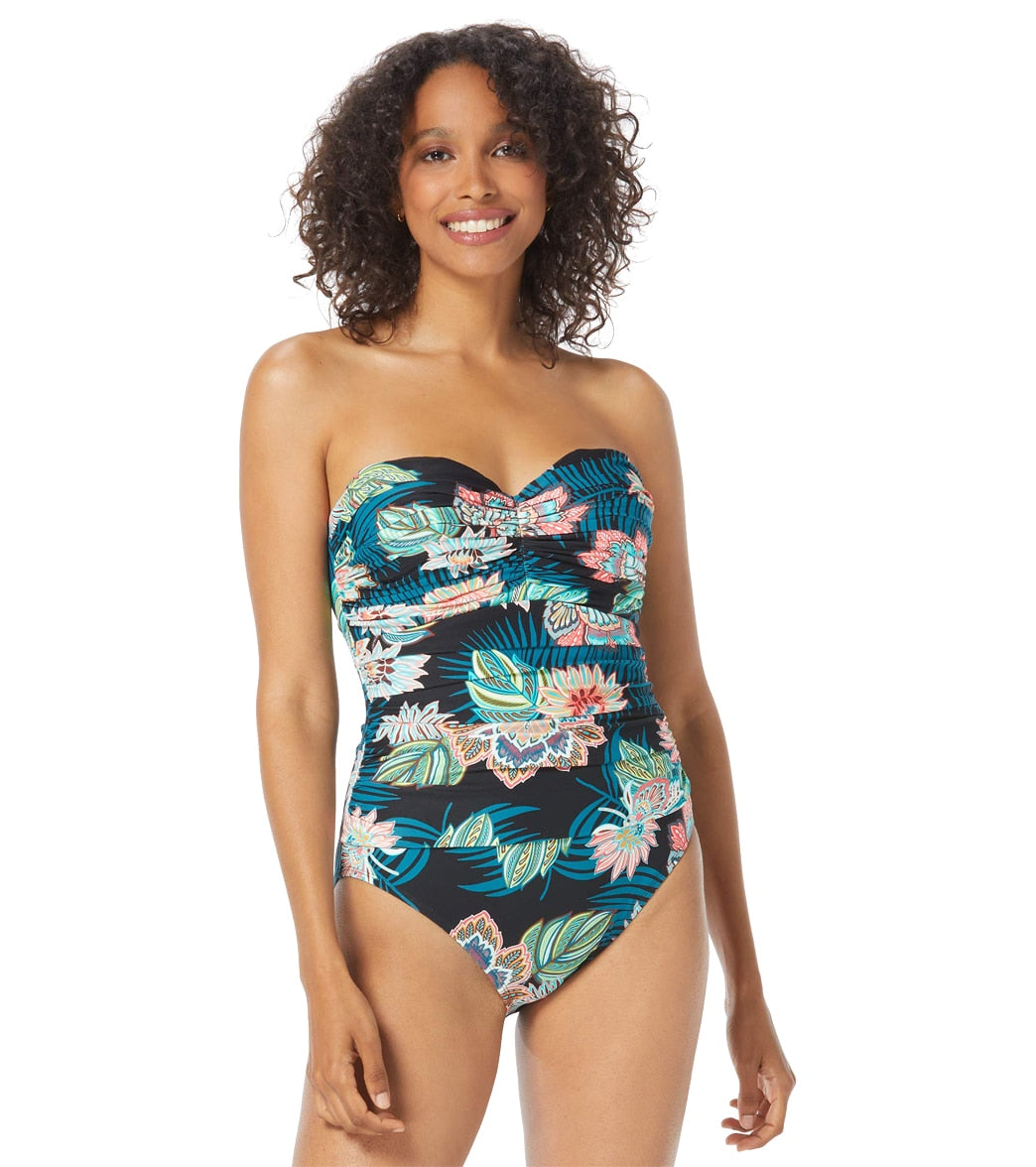 Coco Reef Womens Tropical Lotus Charisma Bra Sized Pleated One Piece Swimsuit (C/D/DD Cup)