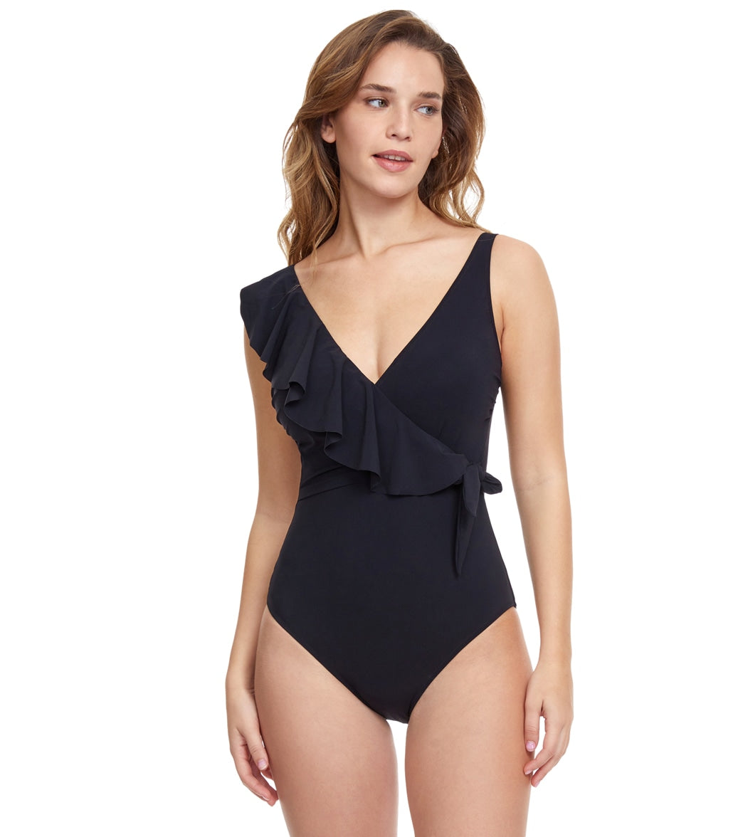 Profile By Gottex Women's One Shoulder Ruffle Swimsuit – Tummy Control & Soft Cups