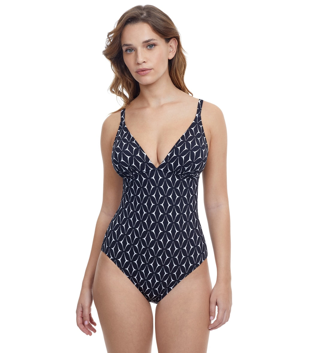 Profile by Gottex Womens Supreme Deep V Neck One Piece Swimsuit