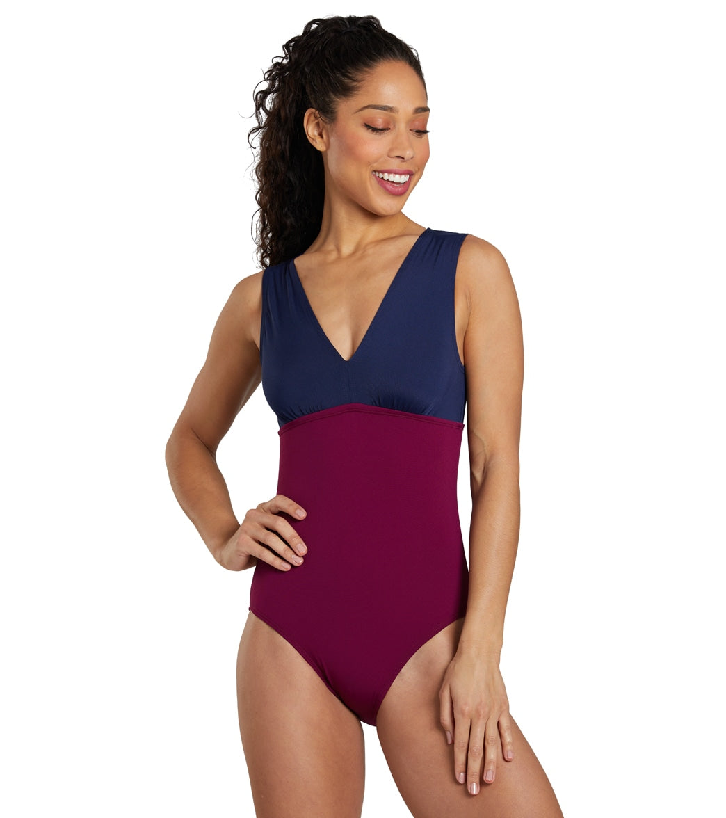 See Her Swim Womens The Backstroke Two Tone Tie Back One Piece Swimsuit