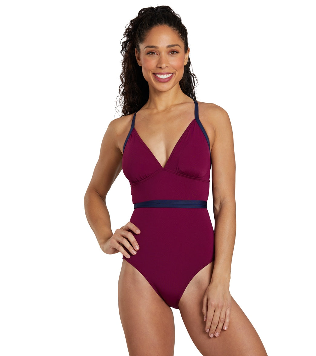 See Her Swim Womens The Breaststroke Triangle Top One Piece Swimsuit