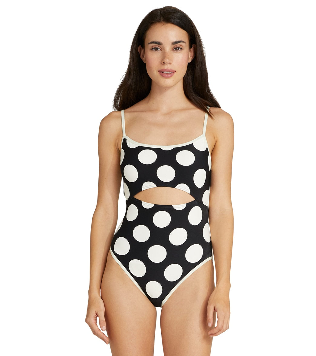 Kate Spade New York Womens Large Dots Cut Out One Piece Swimsuit