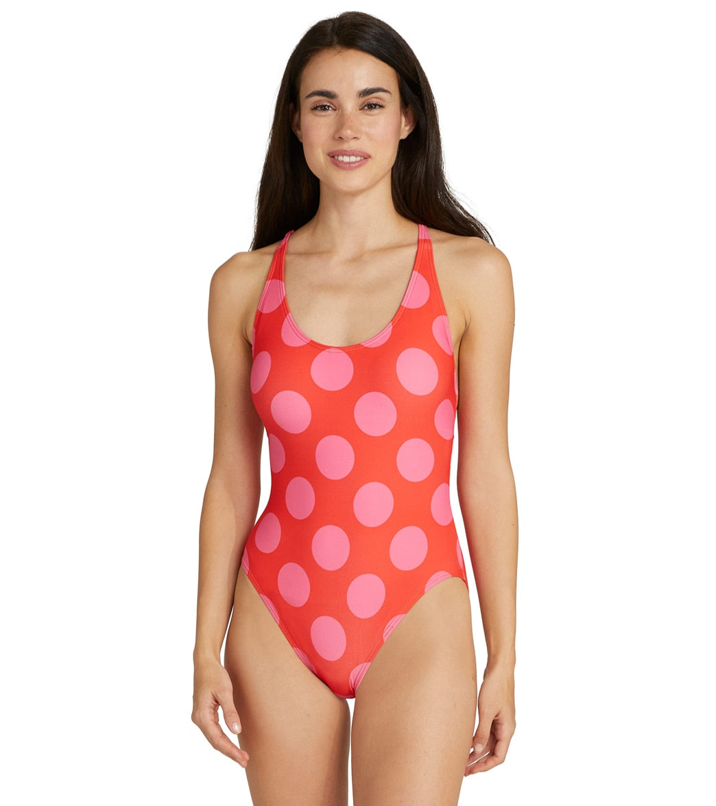 Kate Spade New York Womens Large Dots Lace Back One Piece Swimsuit