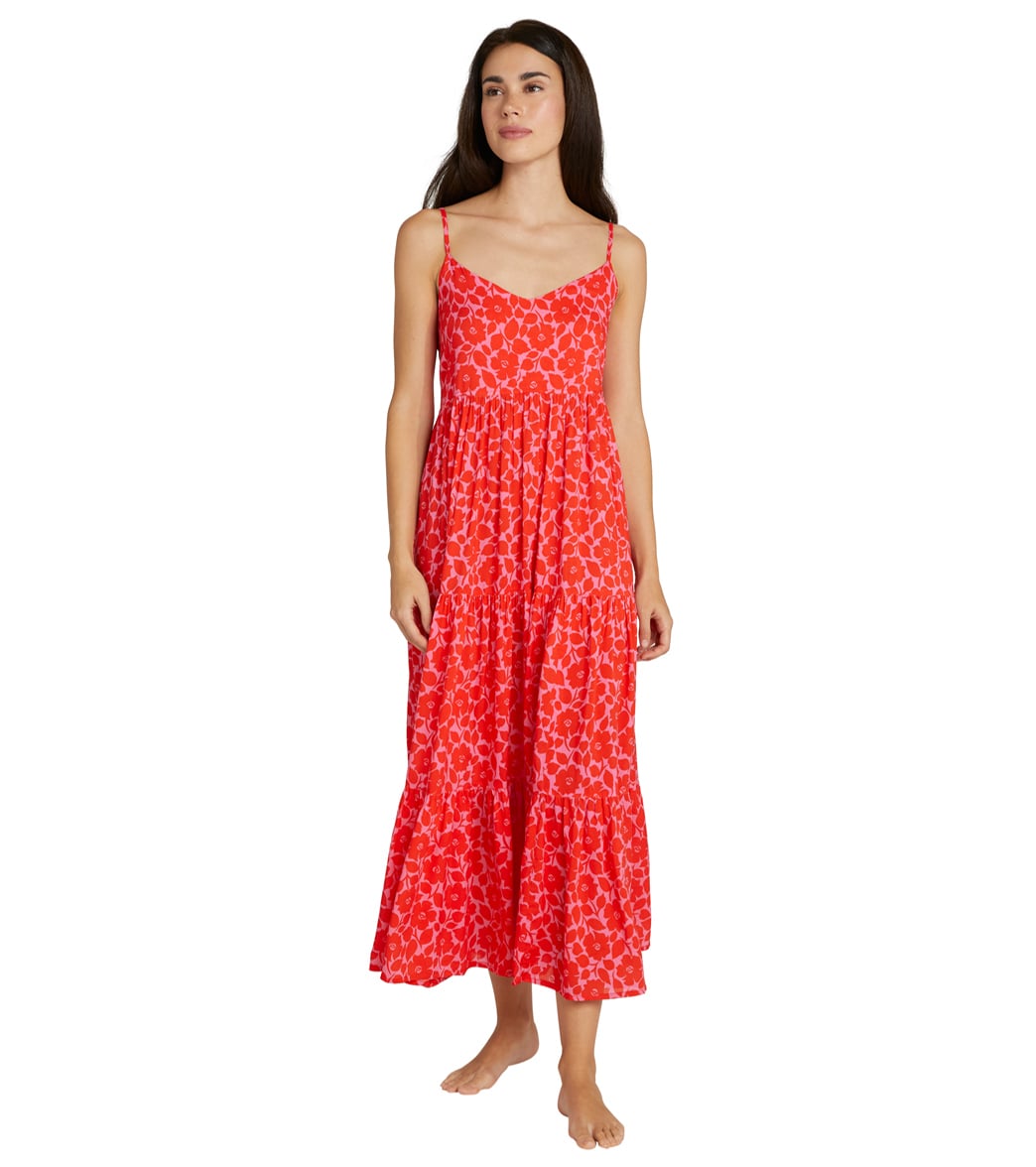 Kate Spade New York Womens Rosy Garden Tiered Midi Cover Up Dress