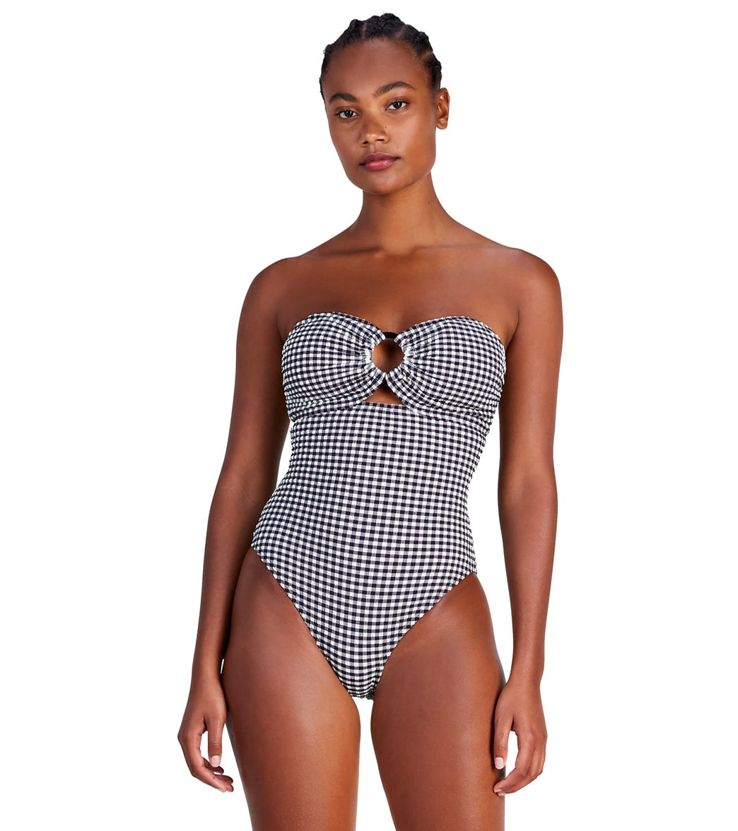 Kate Spade New York Womens Gingham Ring Bandeau One Piece Swimsuit