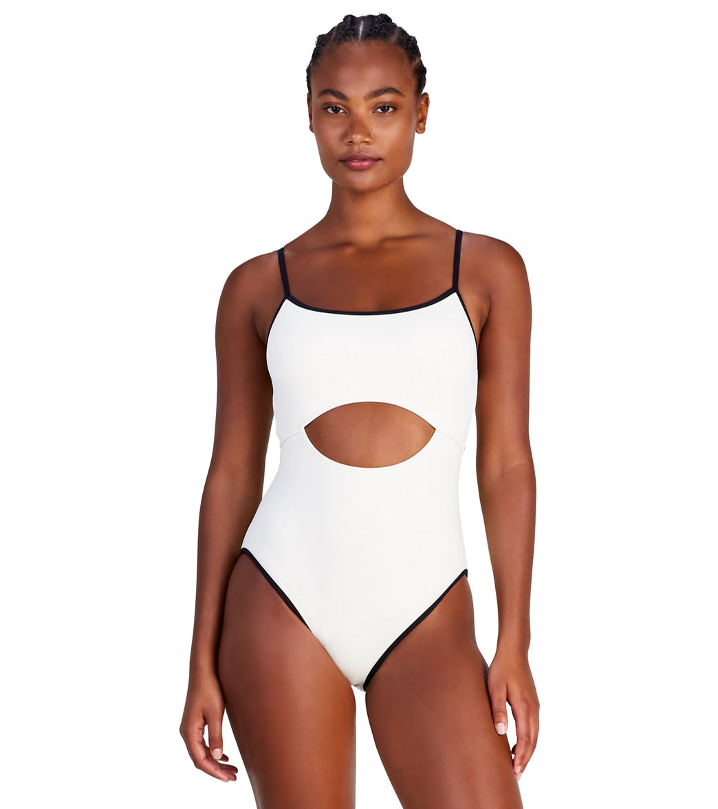 Kate Spade New York Womens Contrast Solidss Cut Out One Piece Swimsuit
