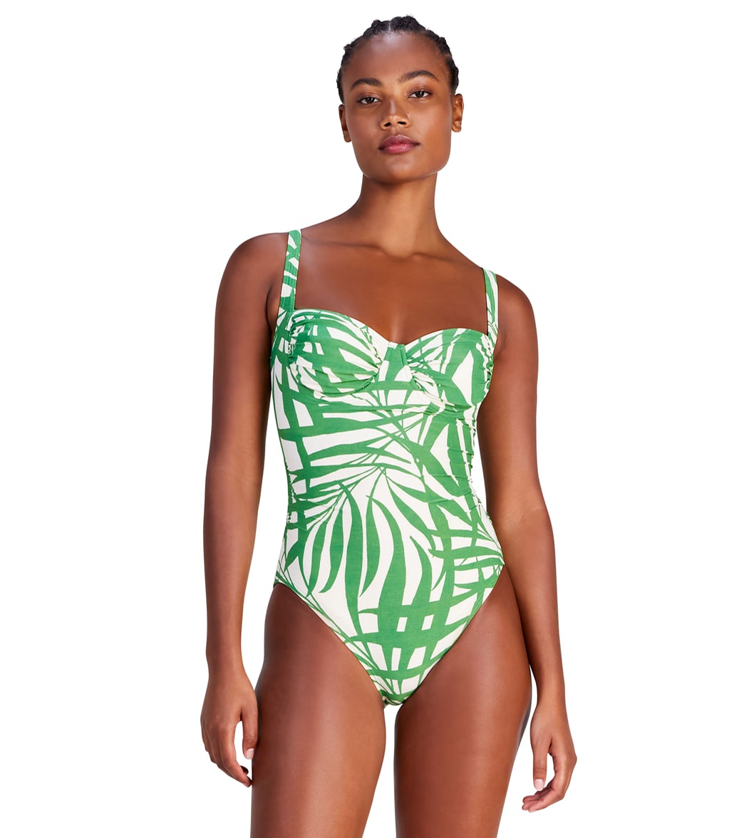Kate Spade New York Womens Palm Fronds Underwire One Piece Swimsuit at SwimOutlet