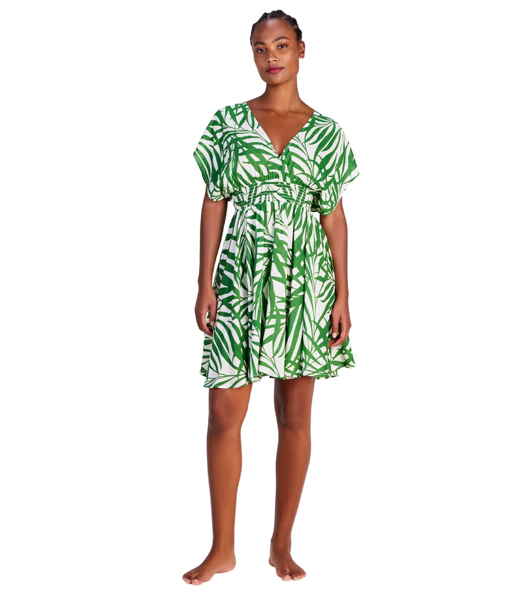 Kate Spade New York Womens Palm Fronds Open Back Cover Up Dress
