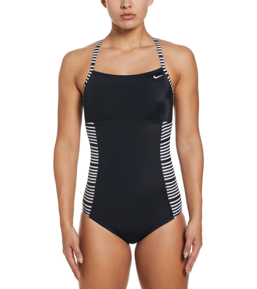 Nike Womens Stripe Crossback One Piece Swimsuit